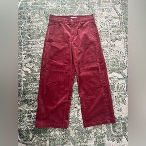 Loft Maroon High-Waisted Wide-Leg Pants